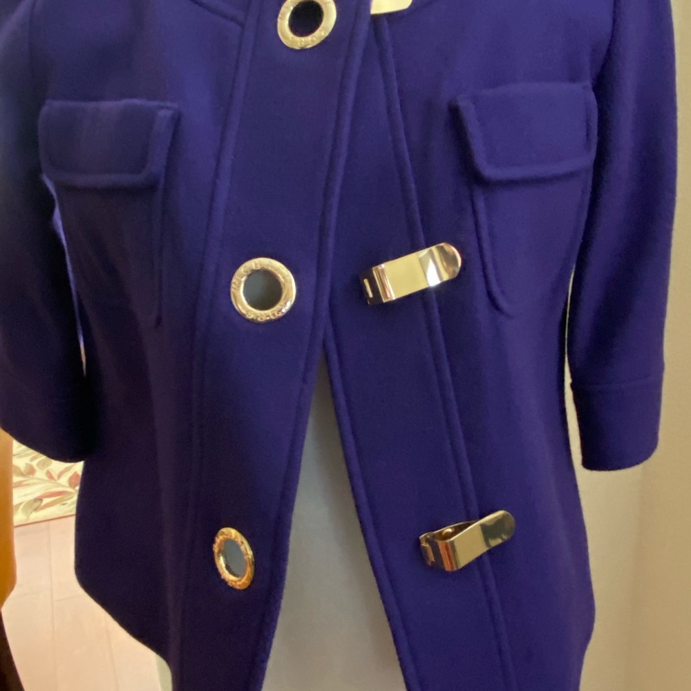 Michael Kors royal blue blazer with gold hardware closure.